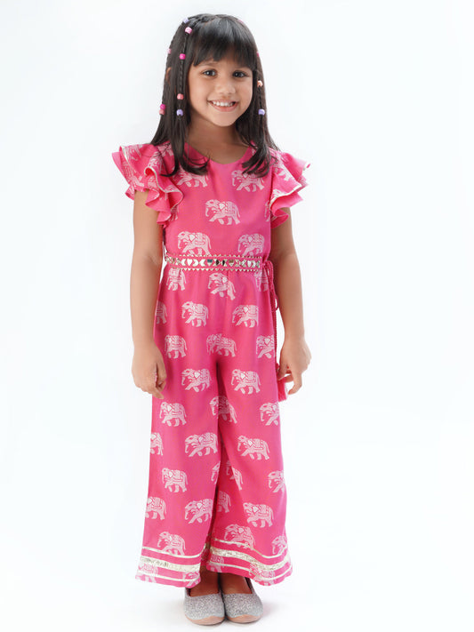 Trunk Tales Girls Pink Flutter Sleeve Jumper