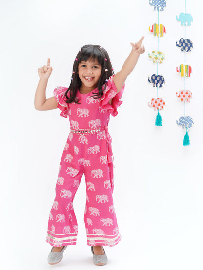 Trunk Tales Girls Pink Flutter Sleeve Jumper