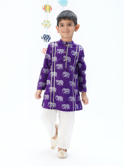 Trunk Tales Boys Purple Kurta with Pant set