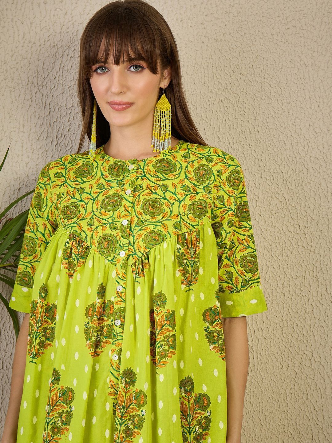 Women Ethnic Motifs Printed Cotton A-Line Kurta with Trousers