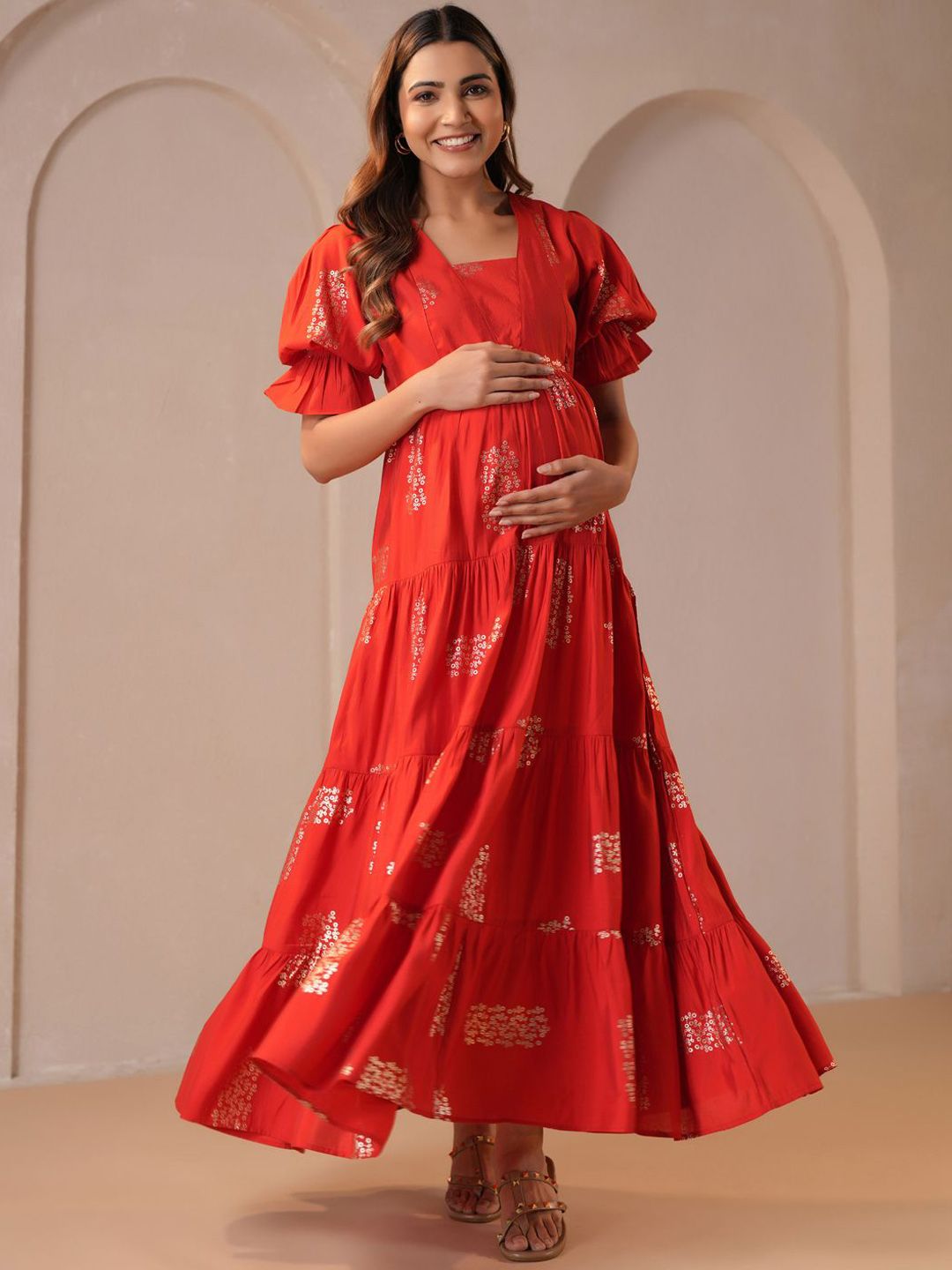 Dhiyona AY Women's Printed Fit & Flared Maternity Ethnic Dress
