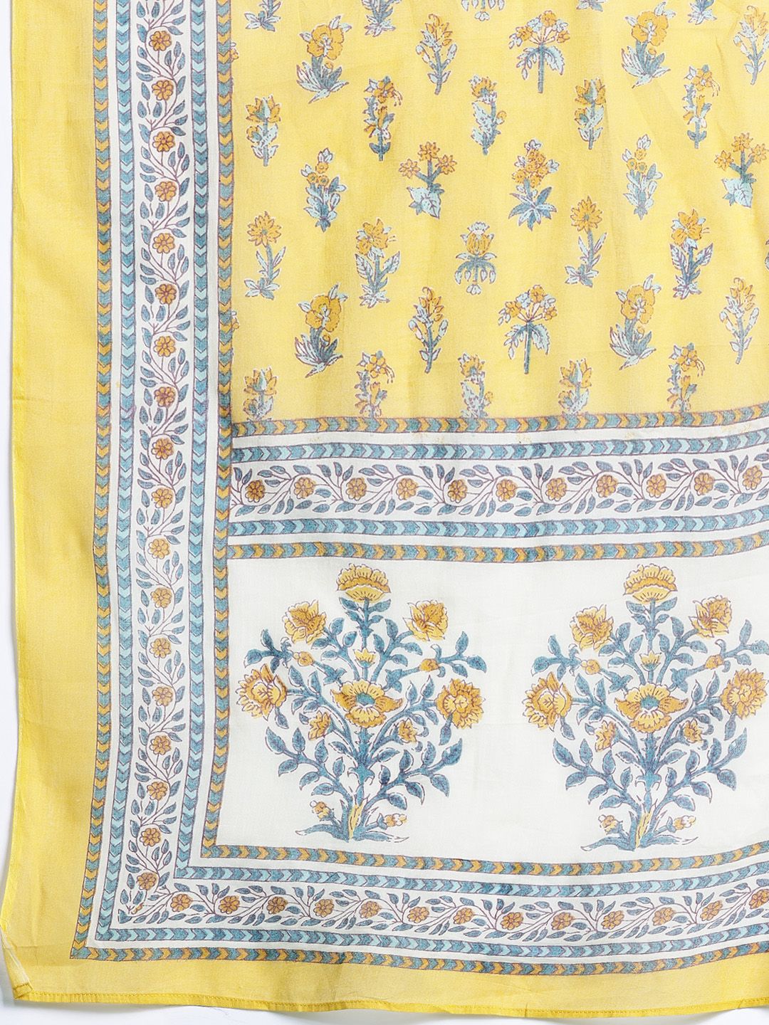 Floral Print Cotton Kurta with Trousers & Dupatta