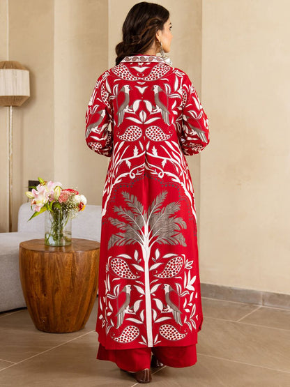 Dhiyona IE Printed V Neck Top With Trousers