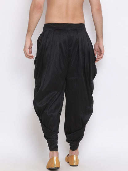Men's Black Silk Blend Regular Dhoti