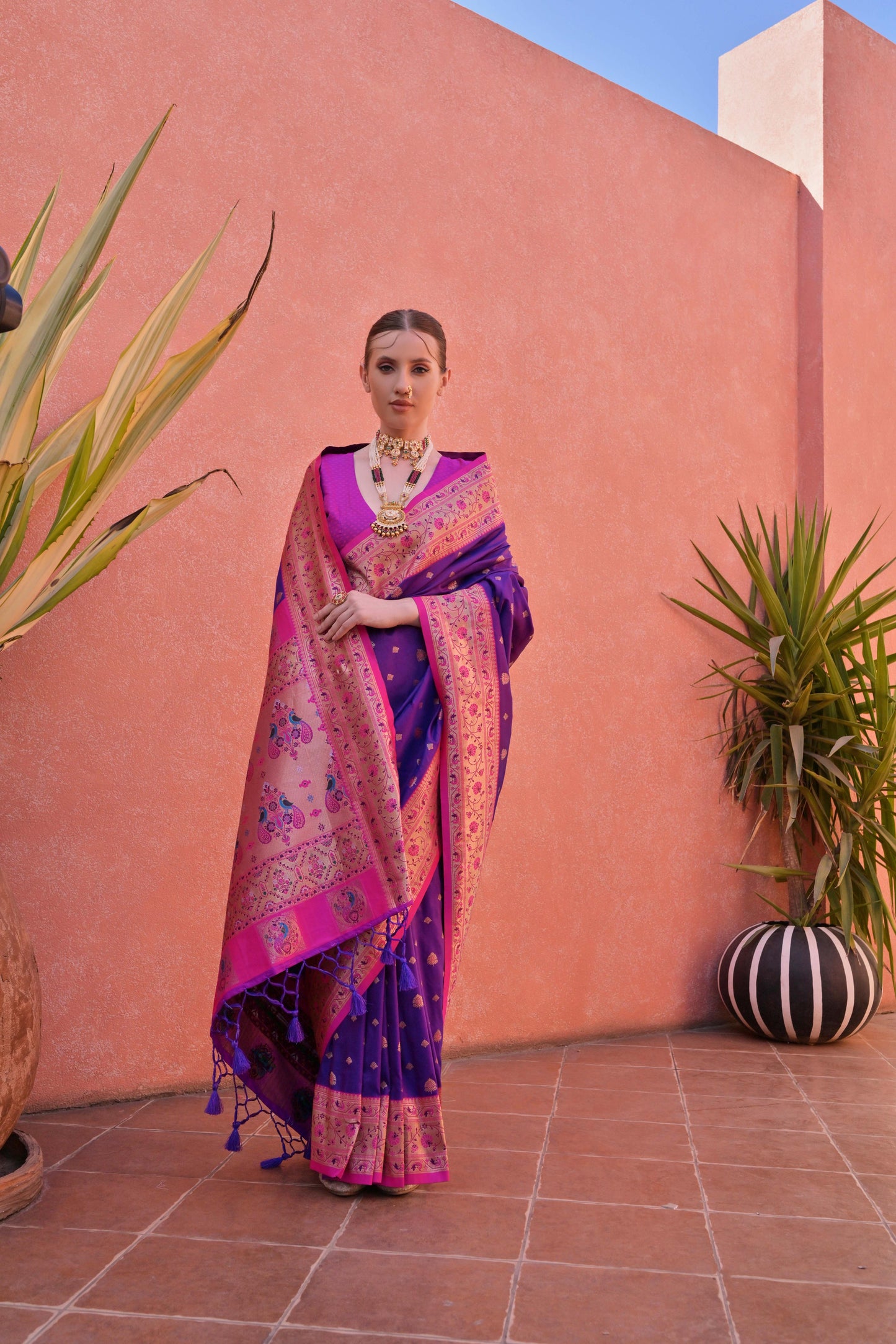 Women Paithani Nisha Royal Blue Saree With Unstiched Blouse