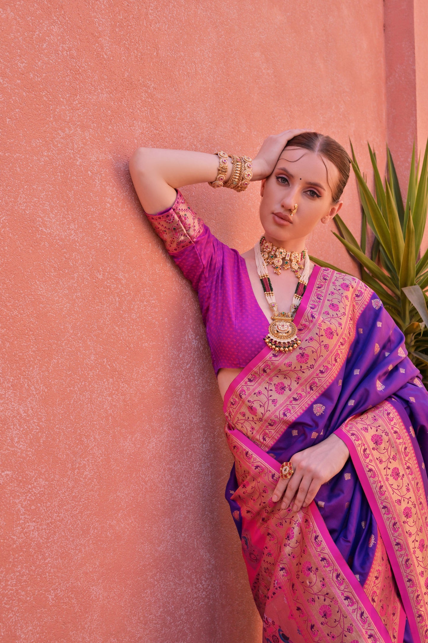 Women Paithani Nisha Royal Blue Saree With Unstiched Blouse