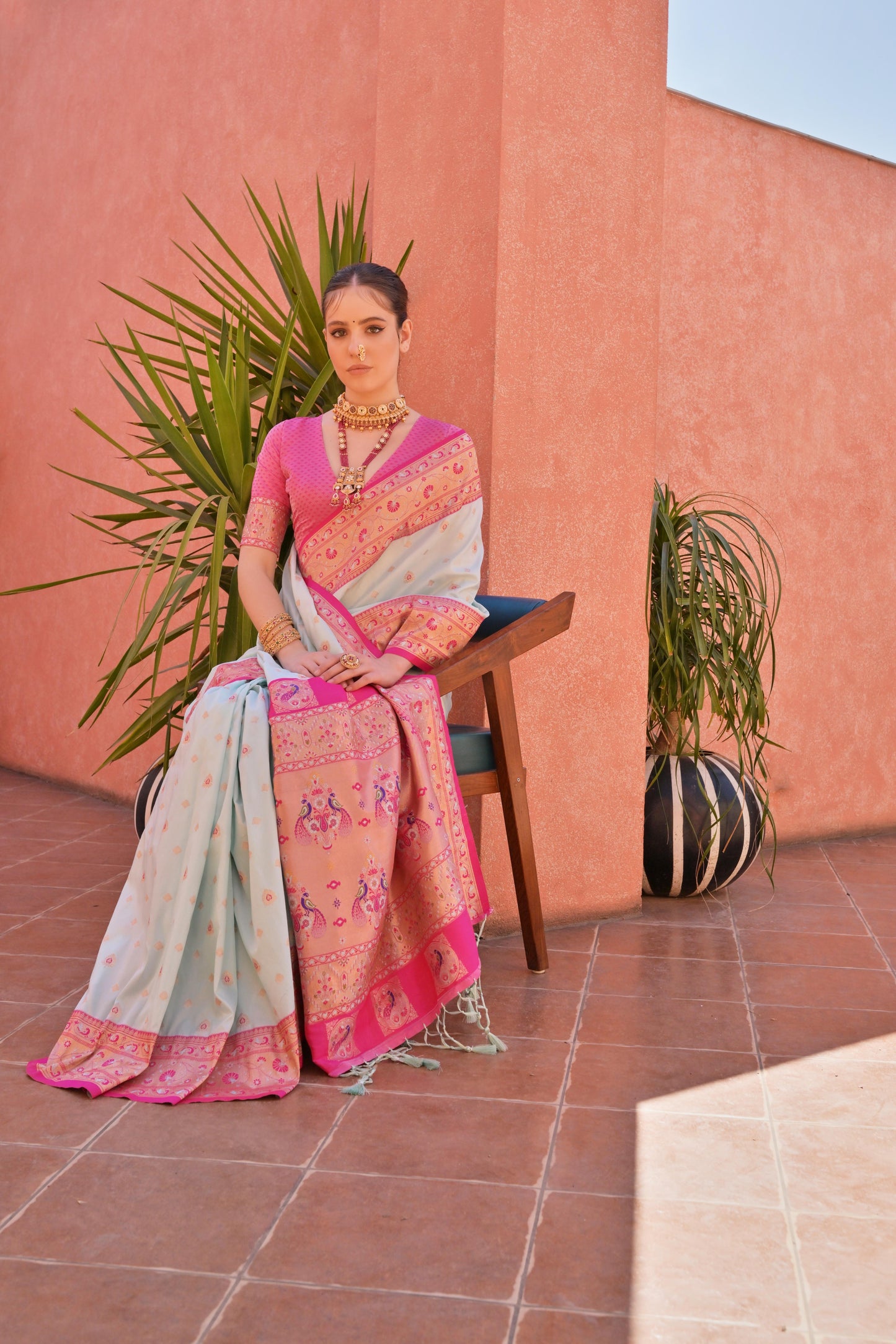 Women Paithani Nisha Sea Green Saree With Unstiched Blouse