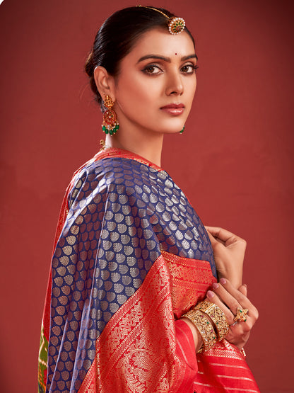 Women's Tussar Silk Olive Printed Designer Saree With Blouse Piece