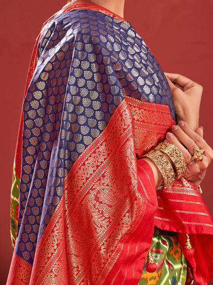 Women's Tussar Silk Olive Printed Designer Saree With Blouse Piece