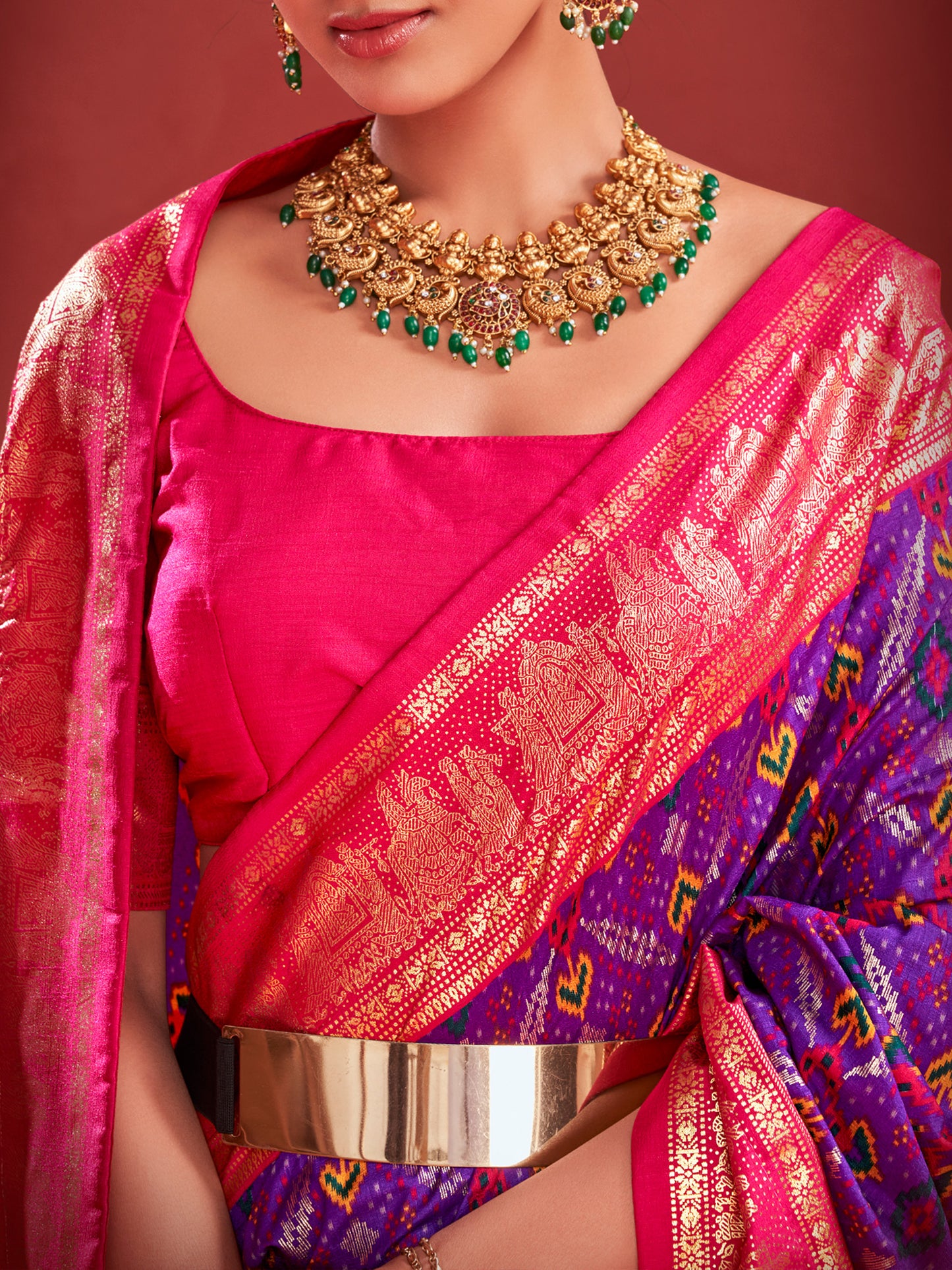 Women's Tussar Silk Purple Printed Designer Saree With Blouse Piece