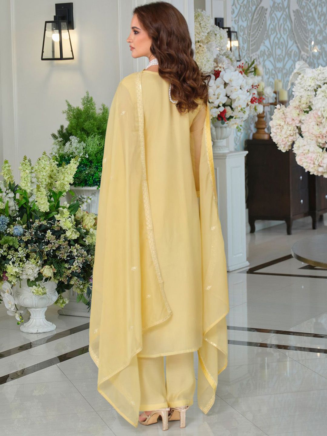 Adults-Women Woven Design Embroidered Kurta with Trousers & Dupatta