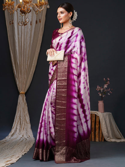 Women's Viscose Magenta Woven Design Designer Saree With Blouse Piece