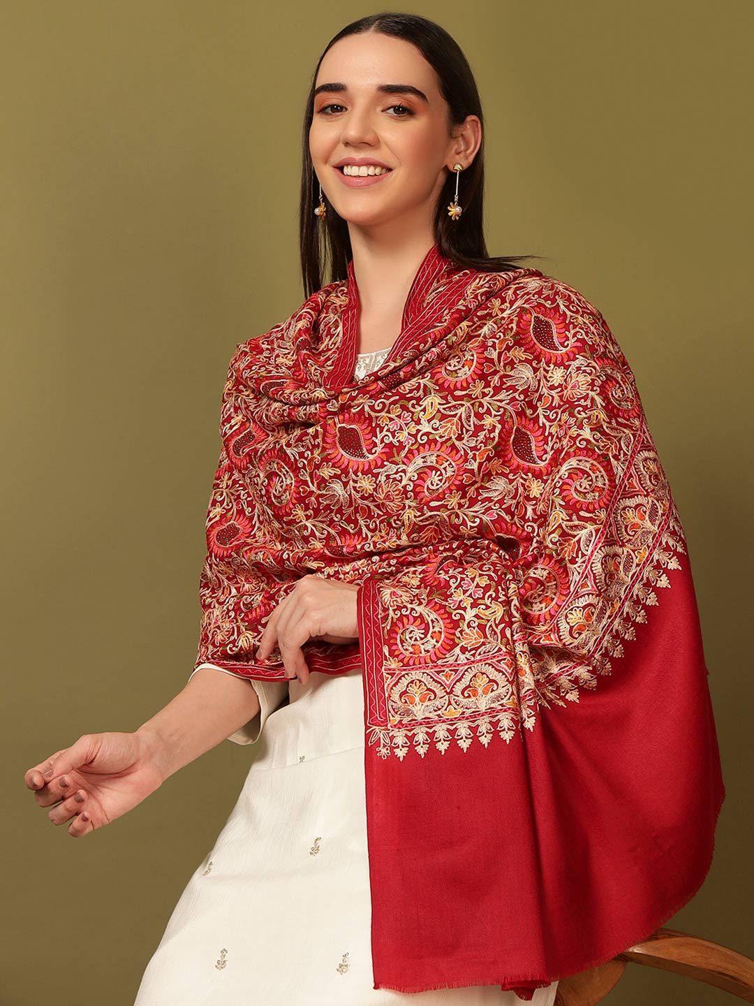 Dhiyona PA Paisley Embroidered Nalki Shawl