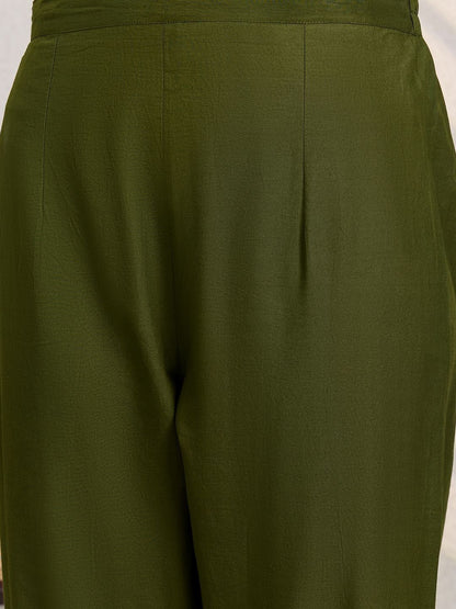 Women Floral Printed Panelled Thread Work Pure Cotton Kurta with Trousers & With Dupatta