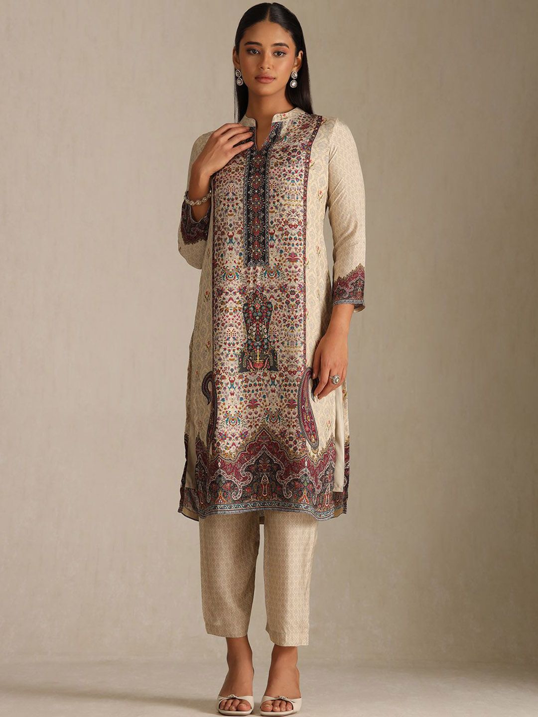 Dhiyona SO Women's Women Printed Regular Sequinned Kurta & Trousers With Printed Dupatta