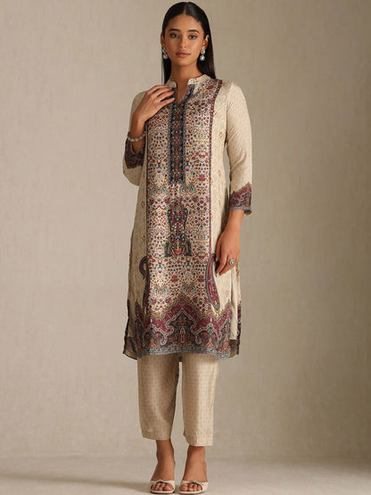 Dhiyona SO Women's Women Printed Regular Sequinned Kurta & Trousers With Printed Dupatta