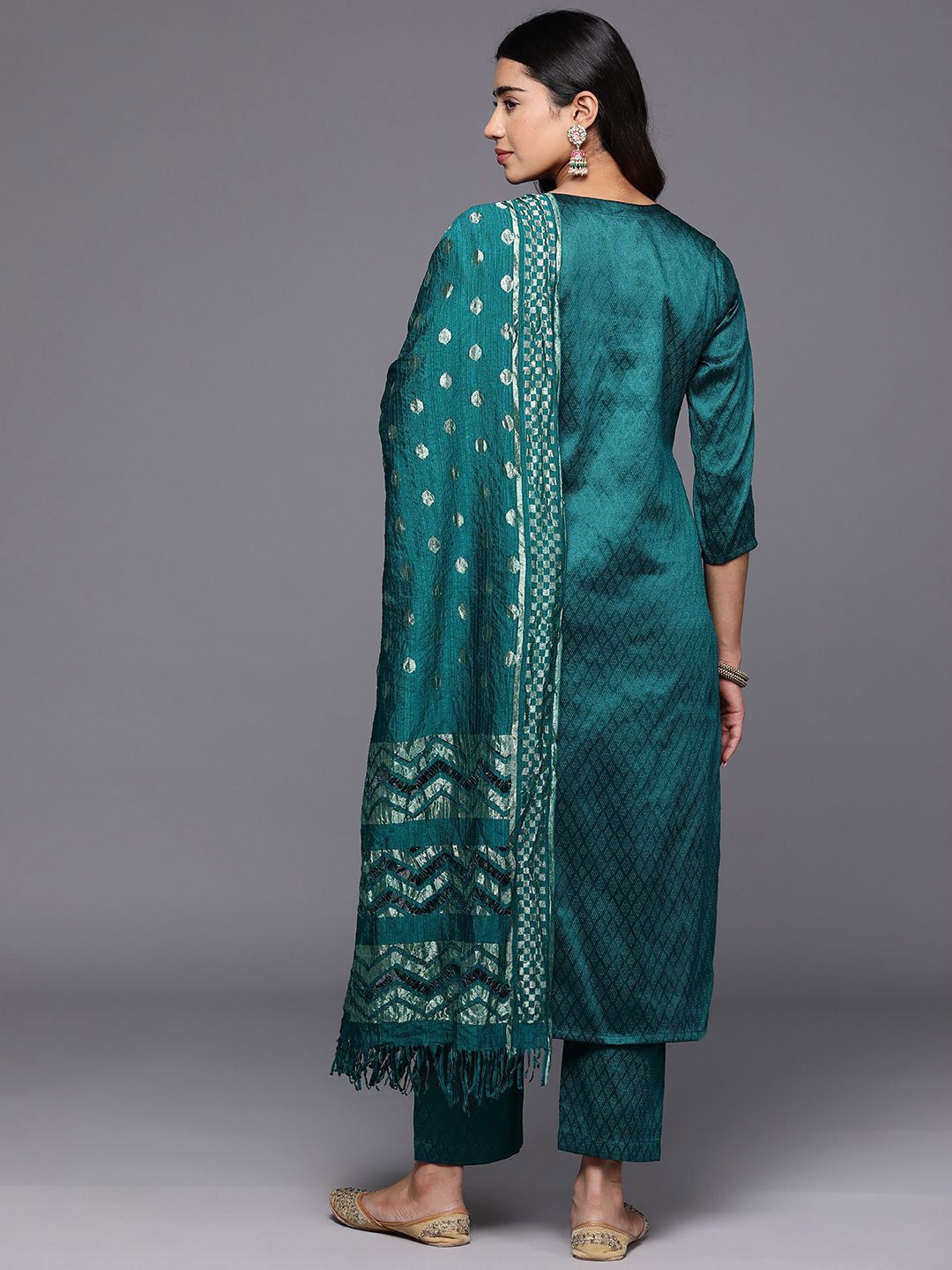 Dhiyona VA Women'sEthnic Motifs Embroidered Straight Kurta with Trousers & With Dupatta