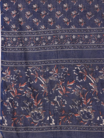 Dhiyona LB Women's Floral Printed Pure Cotton Straight Kurta With Trouser & Dupatta