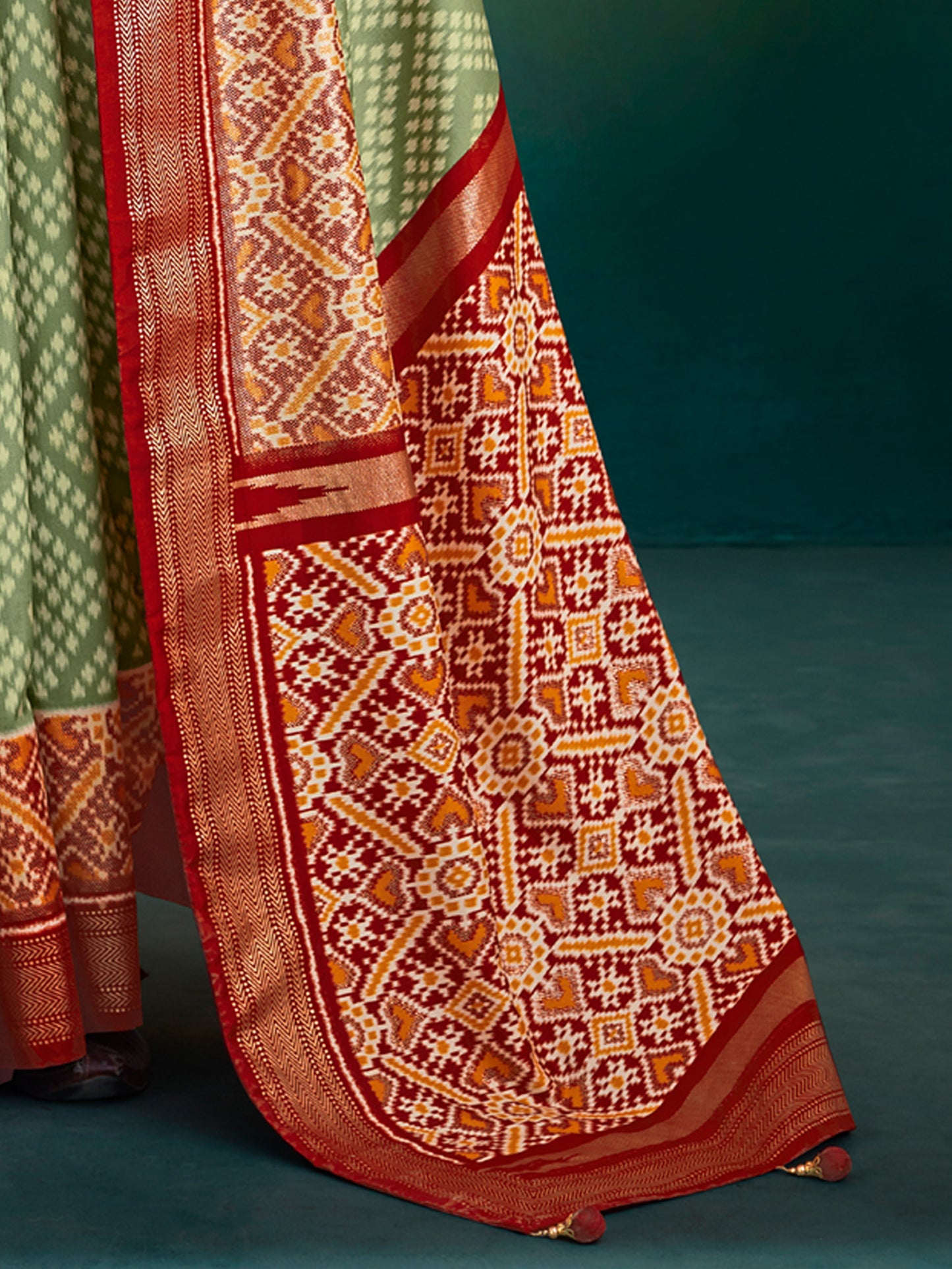 Women's Dola Silk Sea Green Printed Designer Saree With Blouse Piece