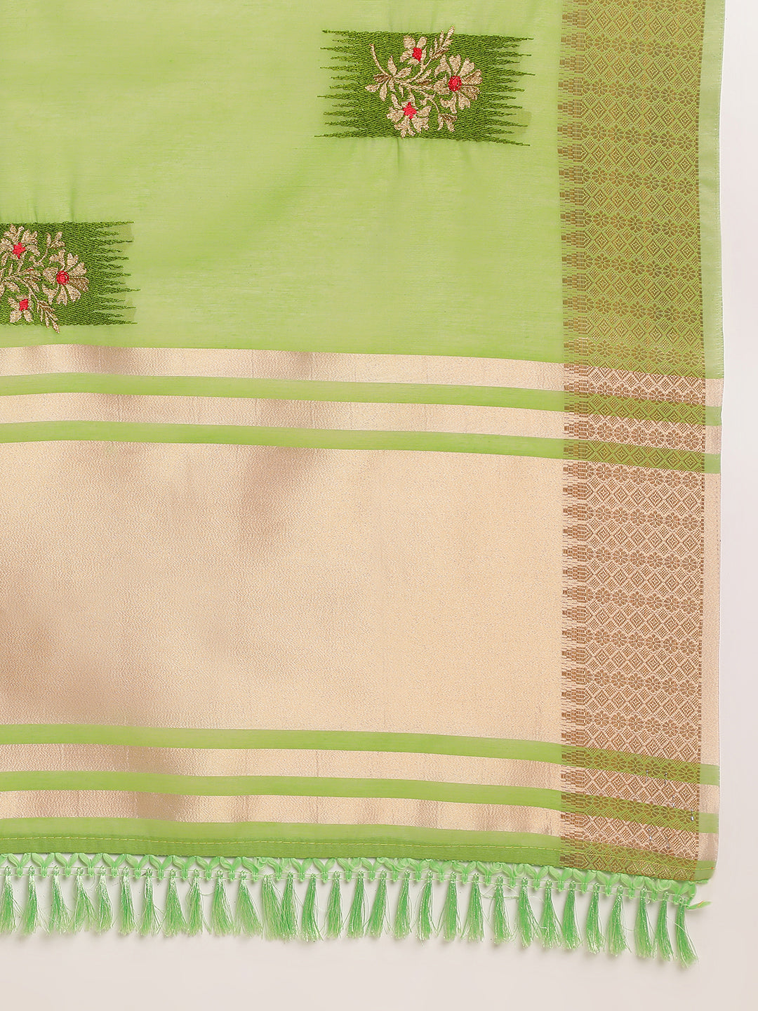 Dhiyona GR Women's Priya Pista Green Cotton Linen Saree