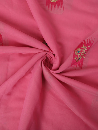 Dhiyona GR Women's Priya Rose Pink Cotton Linen Saree