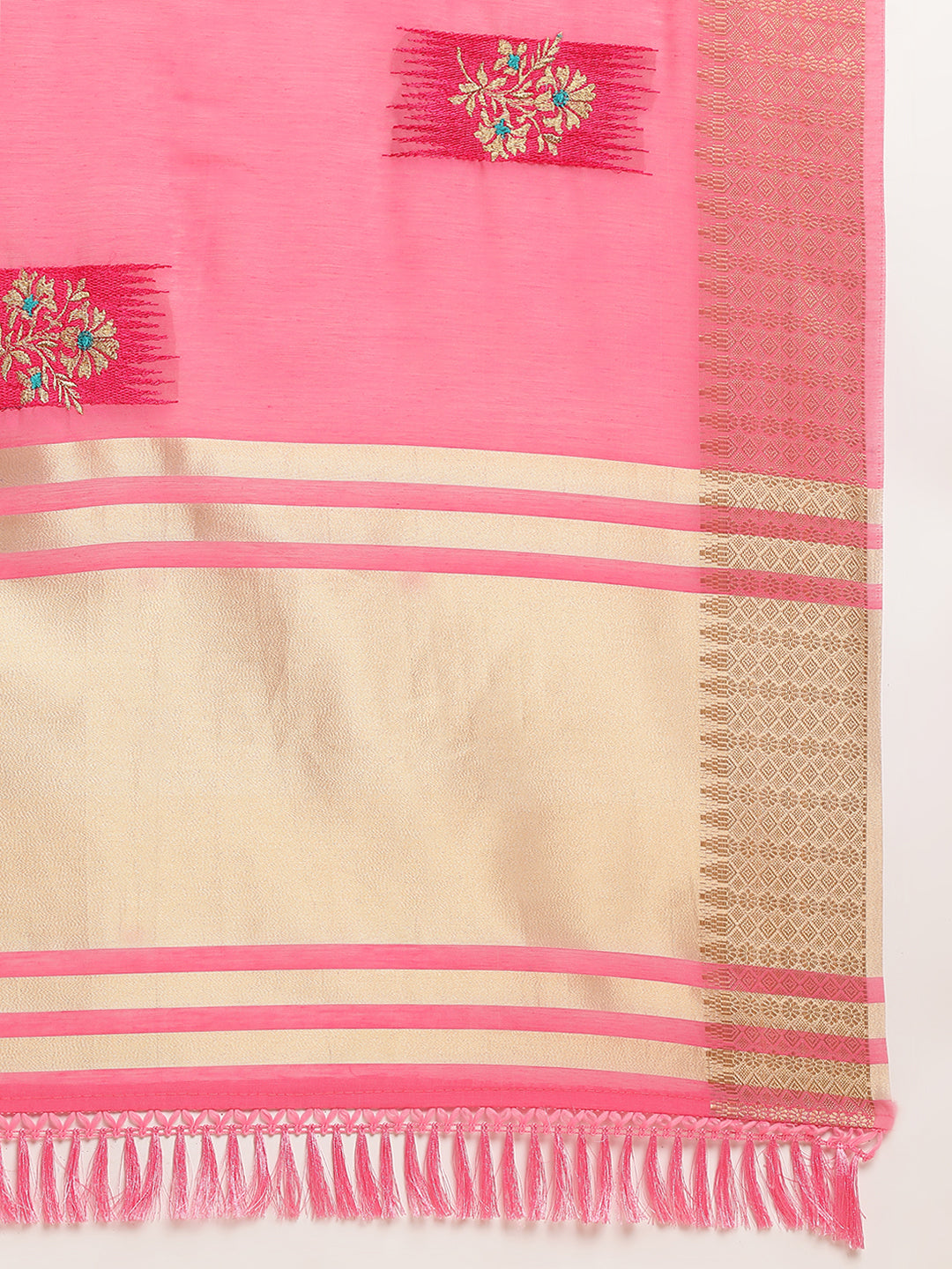 Dhiyona GR Women's Priya Rose Pink Cotton Linen Saree