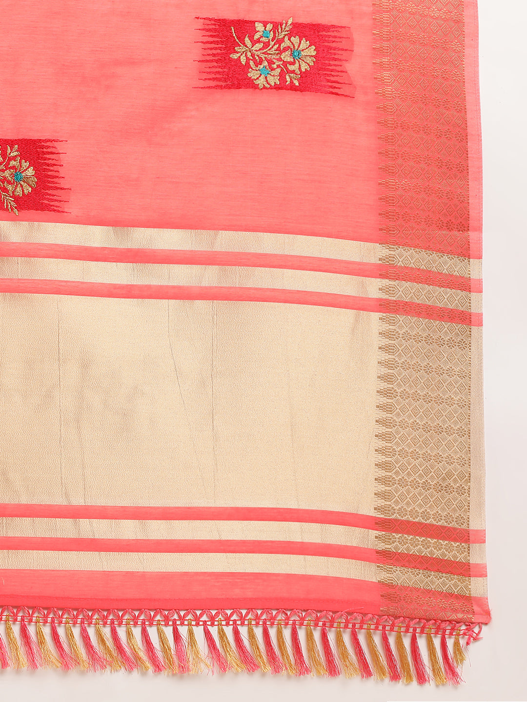 Dhiyona GR Women's Priya Red Cotton Linen Saree