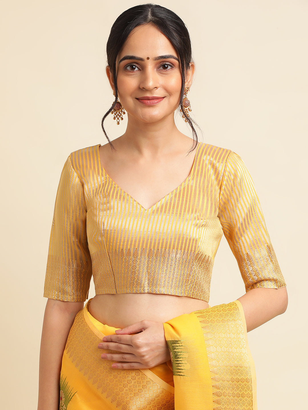 Dhiyona GR Women's Priya Yellow Cotton Linen Saree