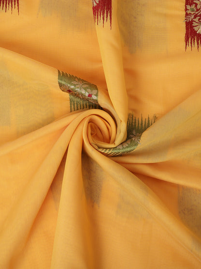 Dhiyona GR Women's Priya Yellow Cotton Linen Saree