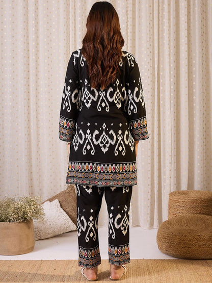 Dhiyona IE Printed Mandarin Collar Tunic With Trousers