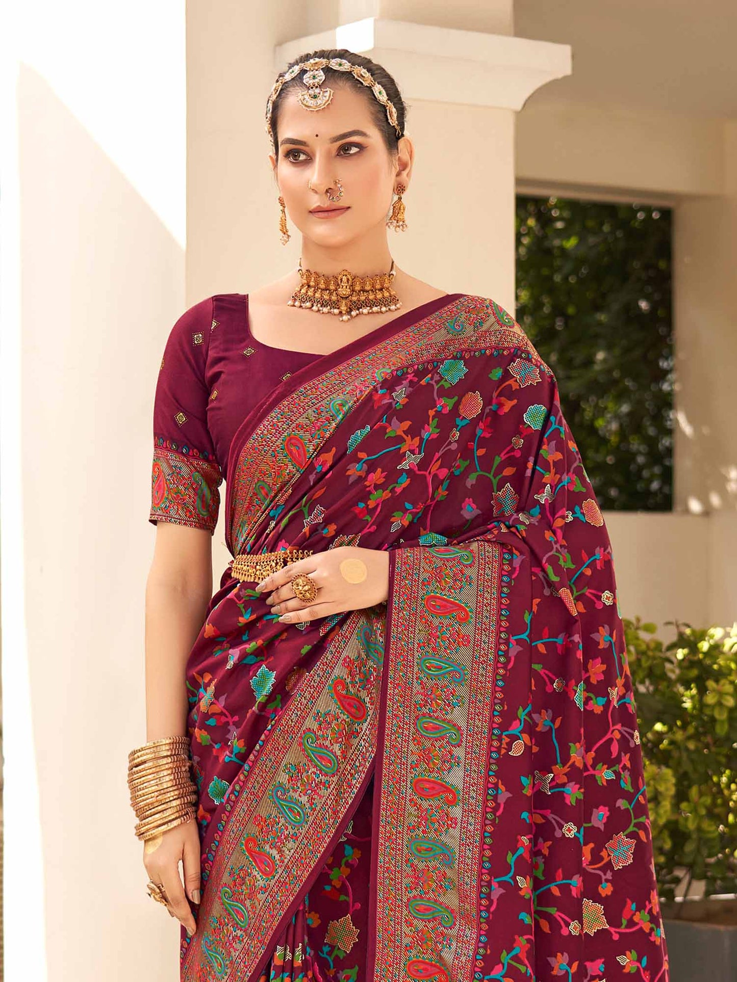 Women's Dola Silk Blue Printed Designer Saree With Blouse Piece