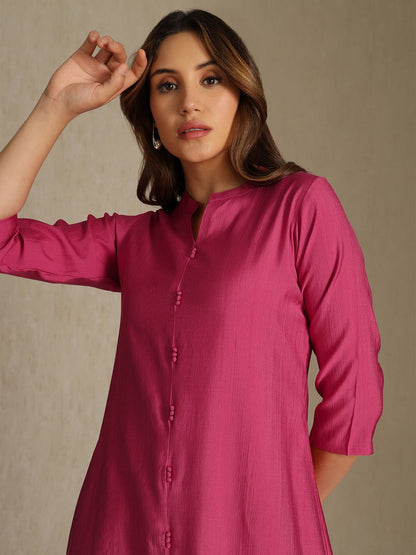 Dhiyona SO Women's Women Mandarin Collar A-Line Kurta with Trousers