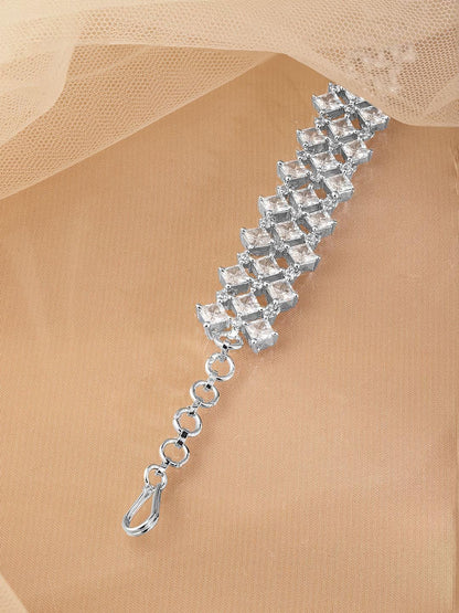 Dhiyona RJ Women's Rhodium-Plated Cubic Zirconia Studded Bracelet