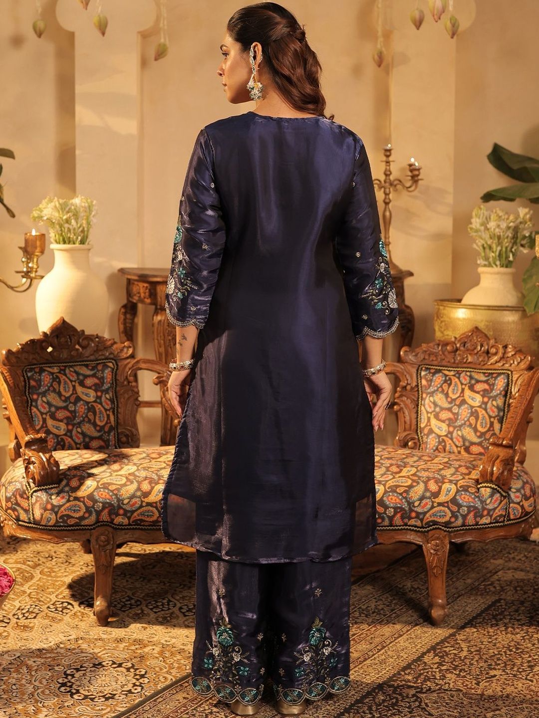 Women Ethnic Motifs Embroidered Kurta with Palazzos & Dupatta