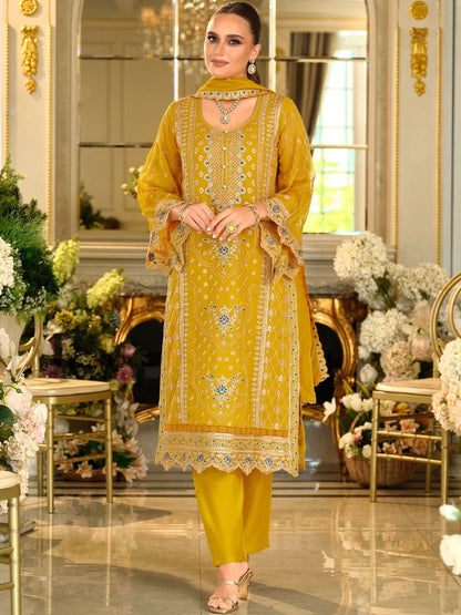 Women Ethnic Motifs Embroidered Kurta with Trousers & Dupatta