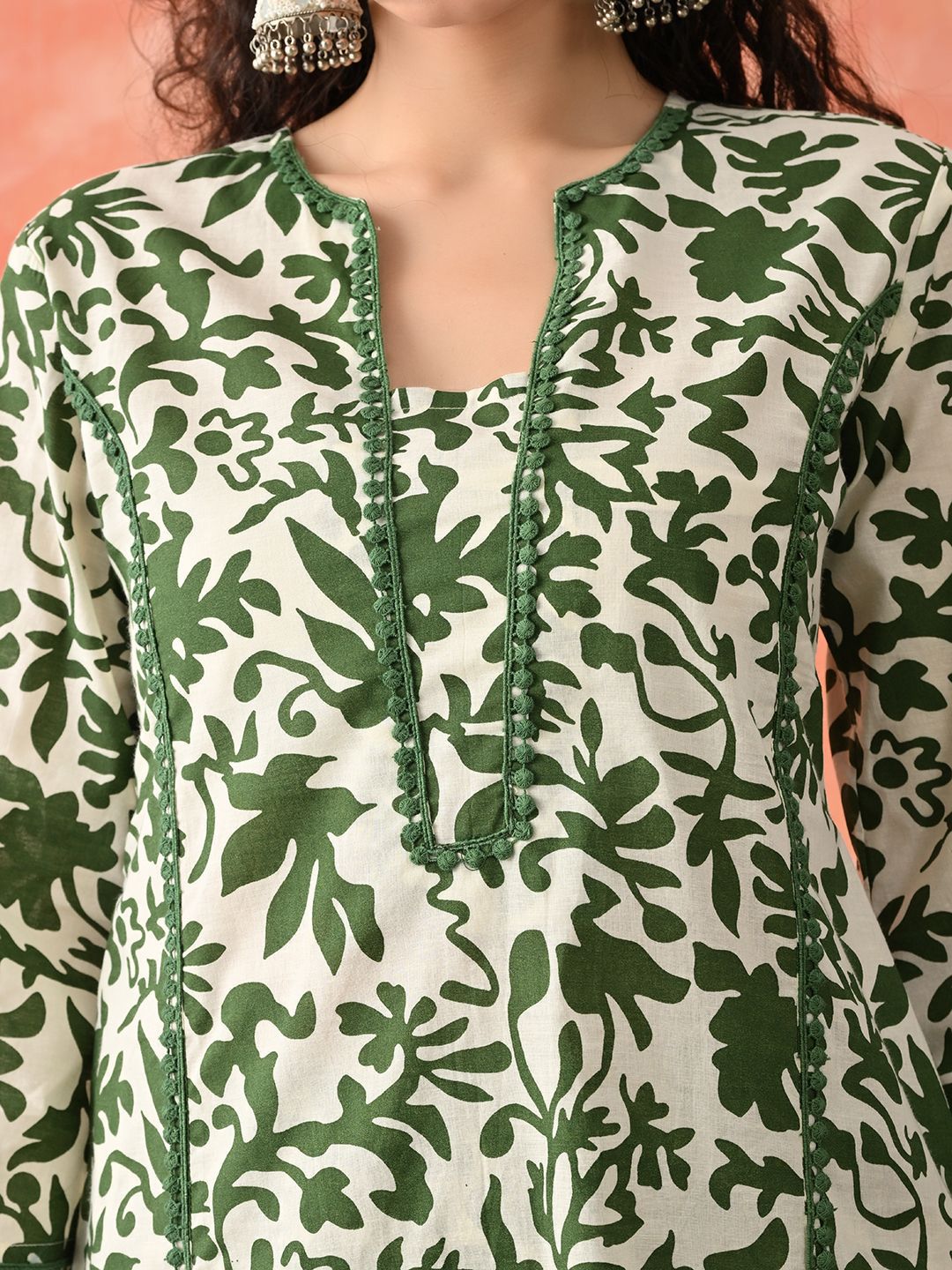 Dhiyona SN Women's Floral Printed Pure Cotton A-Line Kurta & Palazzo