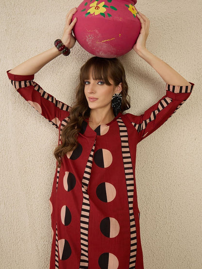 Women Printed Regular Pure Cotton Kurta with Trousers