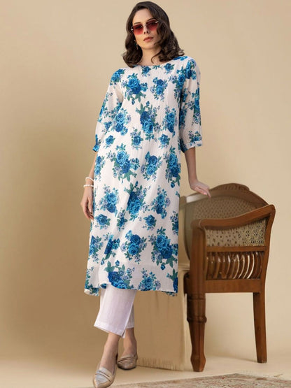 Women Floral Printed Regular Pure Cotton Kurta with Trousers