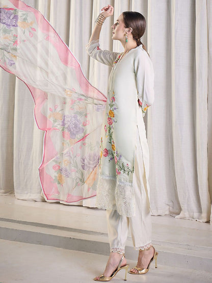 Women Floral Embroidered Kurta with Trousers & Dupatta