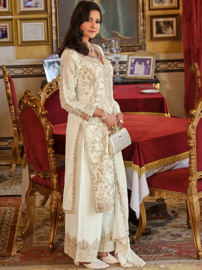 Women Ethnic Motifs Embroidered Regular Thread Work Kurta with Palazzos & Dupatta