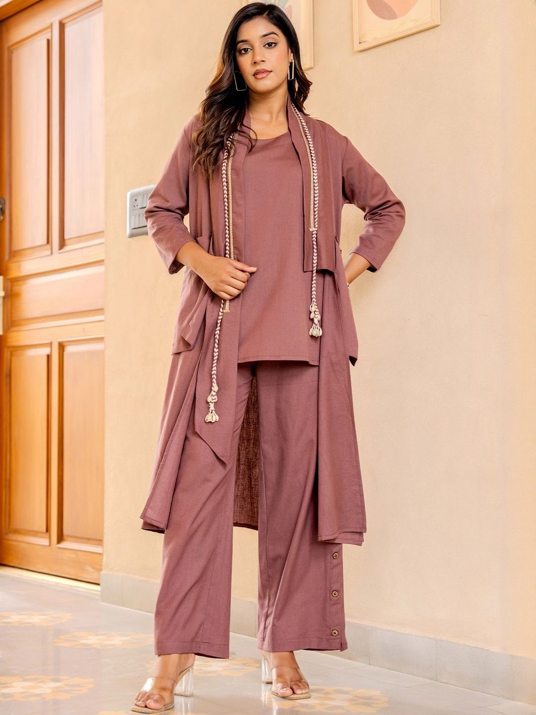 Dhiyona IE Pure Cotton Kurta with Palazzo And With Jacket