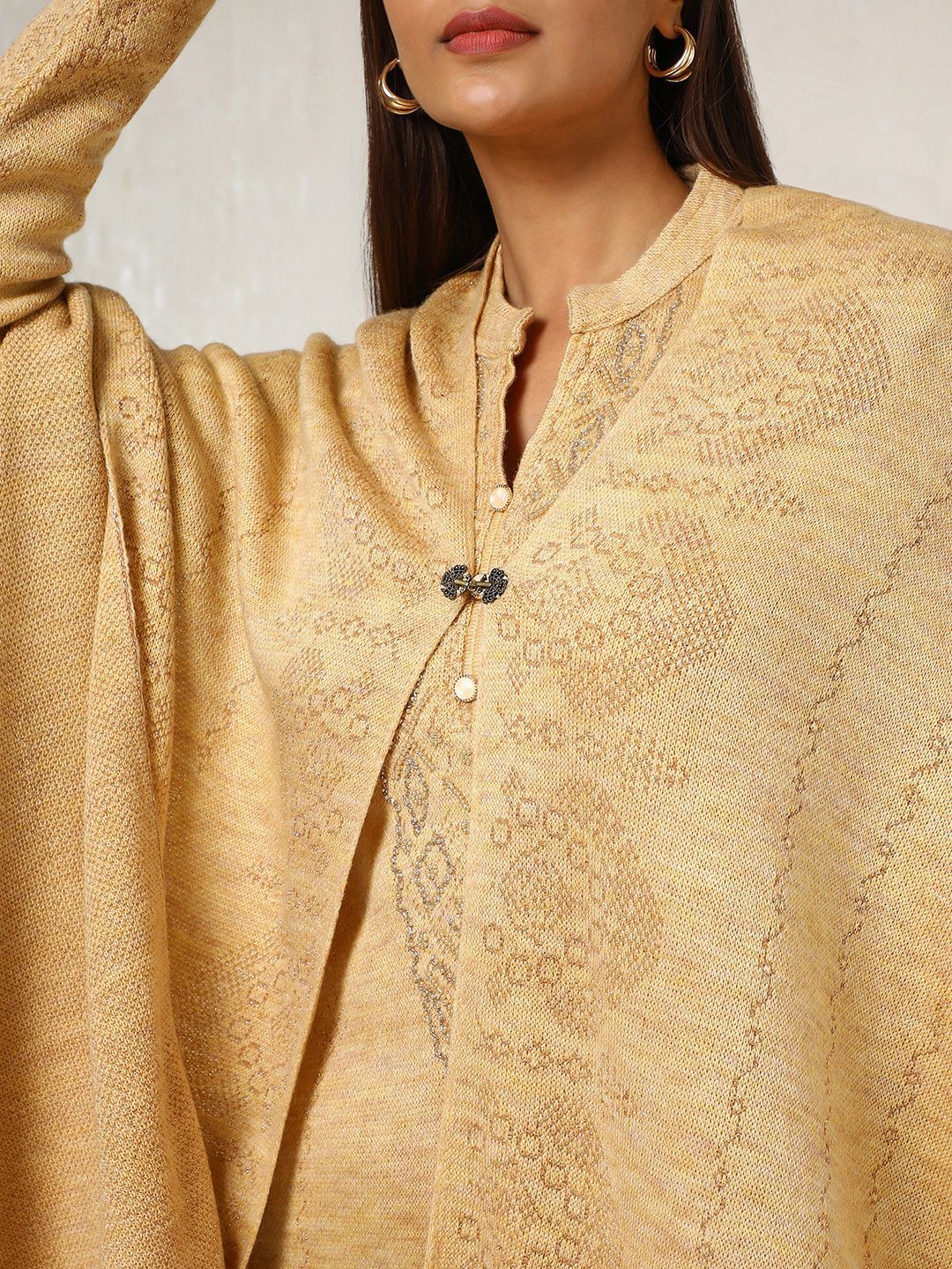Dhiyona SO Women's Self-Design Ethnic Motifs Mandarin Collar Straight Kurta with Trousers & With Dupatta