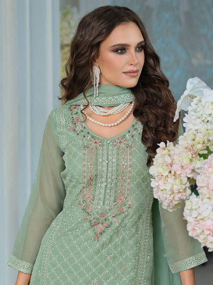 Adults-Women Woven Design Embroidered Kurta with Trousers & Dupatta