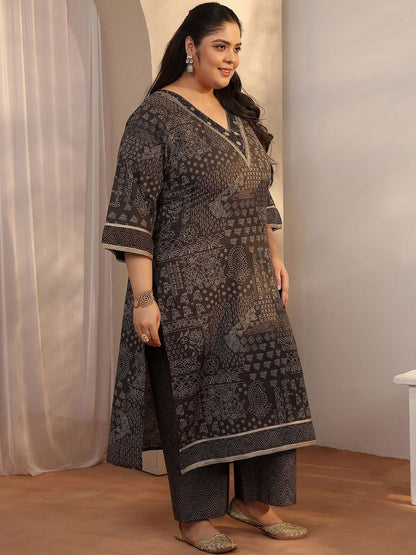 Dhiyona Women's Plus Size Ethnic Motifs Printed Kurta with Trousers & Dupatta