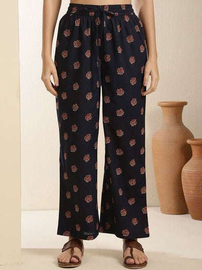 Dhiyona SN Women's Floral Printed Pure Cotton V-Neck Straight Kurta With Trouser & Dupatta