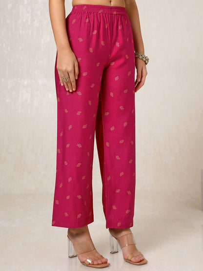 Dhiyona SO Women's Ethnic Motifs Printed Thread Work Straight Kurta with Palazzos & Dupatta