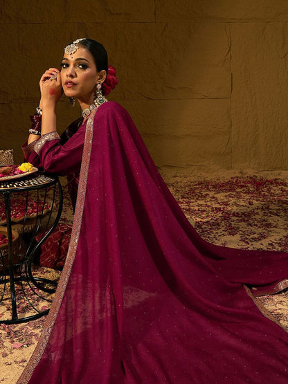 Dhiyona IE Floral Embroidered Jacquard Straight Kurta With Trousers & Dupatta