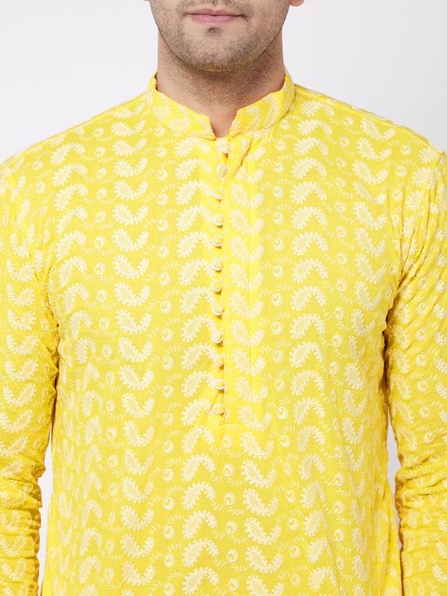 Men's Mustard Pure Cotton Straight Kurta