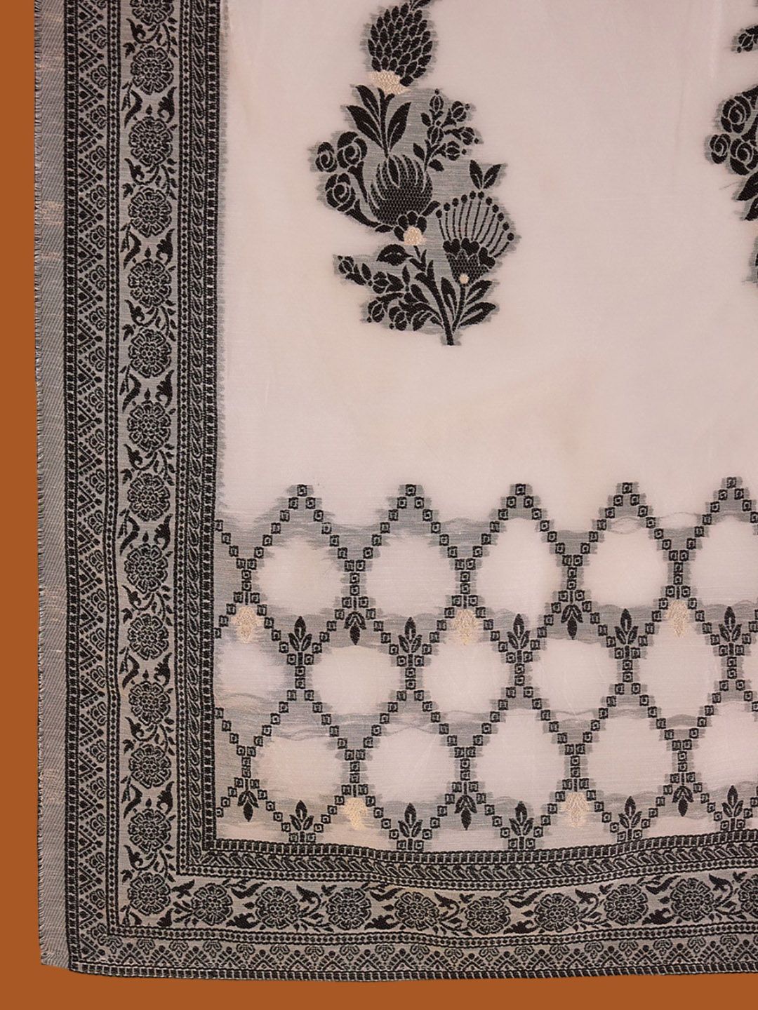 Dhiyona IE White Ethnic Motifs Woven Design Straight Kurta with Trousers & Dupatta