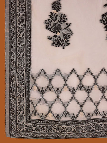 Dhiyona IE White Ethnic Motifs Woven Design Straight Kurta with Trousers & Dupatta